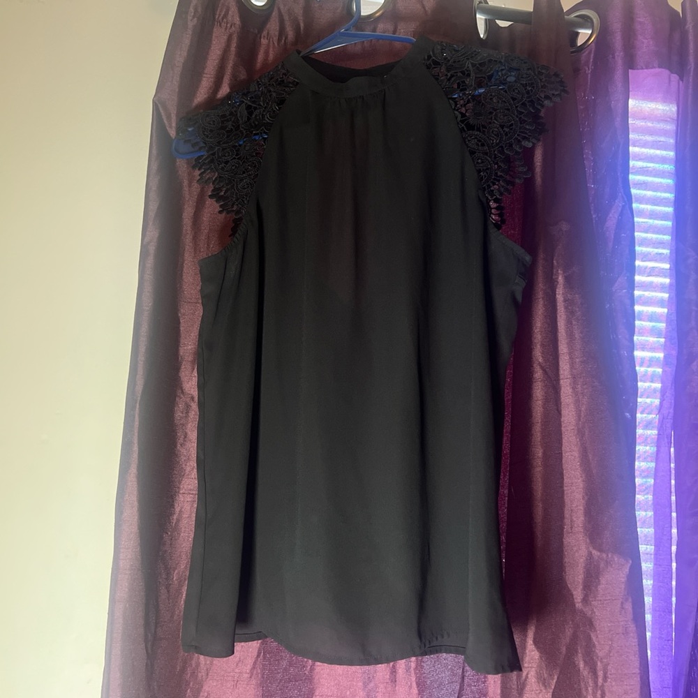 Express Black Lace Accent Blouse